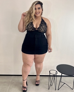 BODY DE RENDA PLUS SIZE ANGEL PRETO E NUDE - comprar online