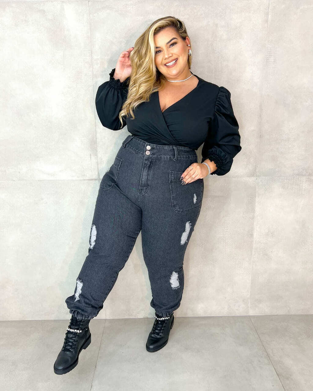 CALÇA JOGGER JEANS PLUS SIZE RAISSA