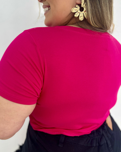 CROPPED PLUS SIZE MALHA COM STRASS LUNA PINK - comprar online