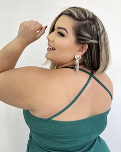 VESTIDO LONGO PLUS SIZE ABERTURA SABRINA VERDE ESCURO - loja online