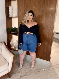 CROPPED CANELADO PLUS SIZE LETÍCIA PRETO - loja online