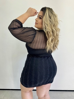 CROPPED TULE TRANSPASSADO PLUS SIZE PRETO ADELE - comprar online