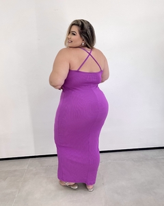 VESTIDO LONGO PLUS SIZE ABERTURA SABRINA FÚCSIA - loja online