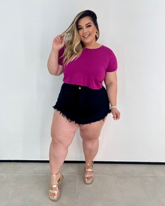 CROPPED PLUS SIZE MALHA COM STRASS LUNA FÚCSIA na internet