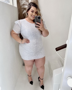 VESTIDO PLUS SIZE PAETÊ BRANCO ROSE