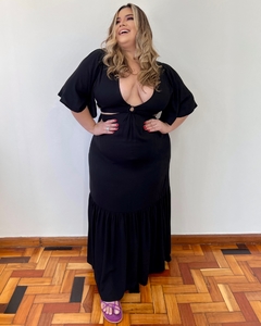 VESTIDO LONGO PLUS SIZE PRETO IZA - loja online