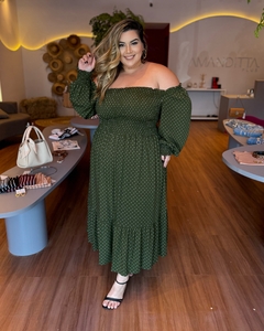 VESTIDO MID PLUS SIZE ELASTEX MANGA LONGA MANU