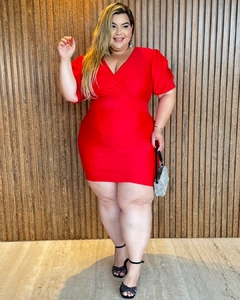 VESTIDO PLUS SIZE MANGA BUFANTE DECOTE TRANSPASSADO DRI