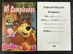 Invitaciones x10 MASHA Y EL OSO