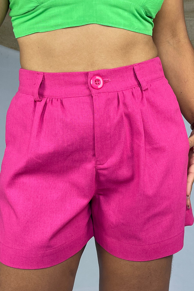 Bermuda com passador e bolsos ROSA PINK CARU