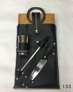 SET ASADO CON MANGO HERRADURA VASO, CUCHILLO Y CHAIRA