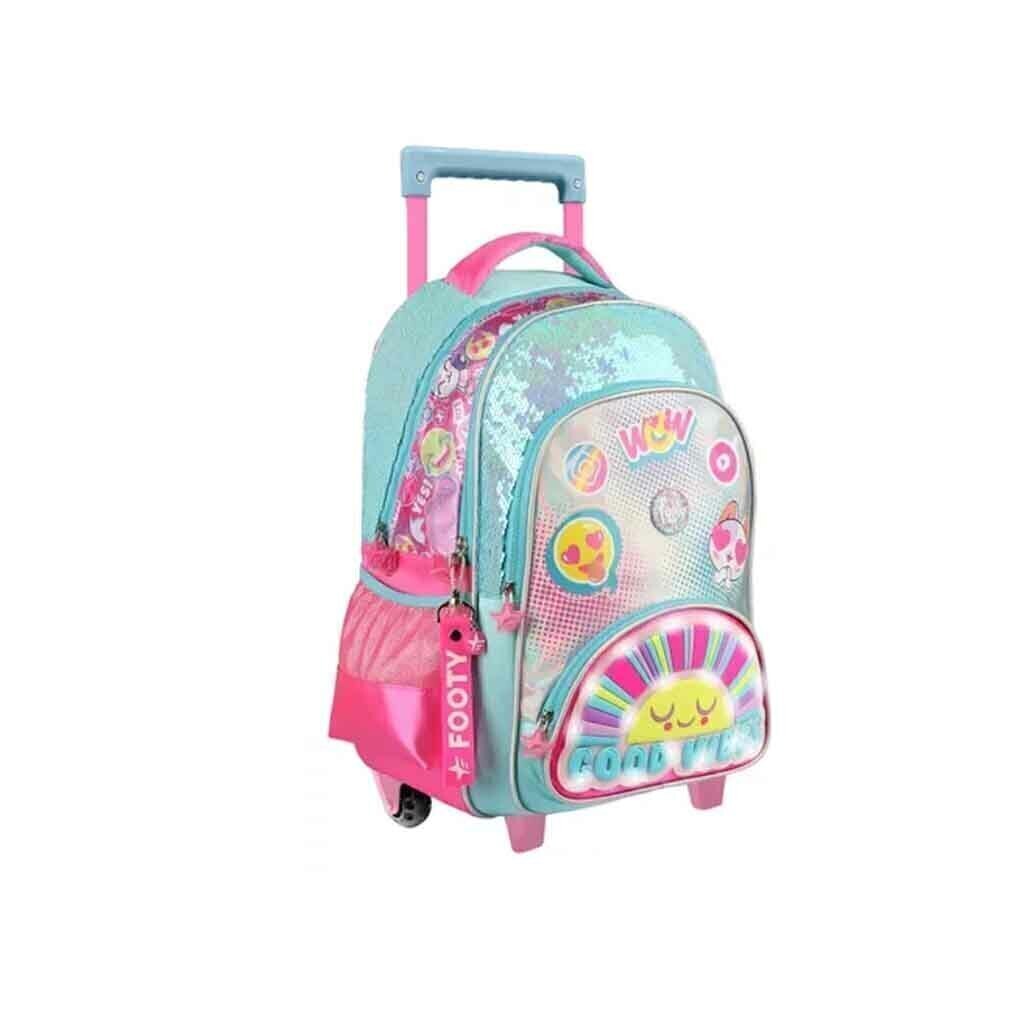 MOCHILA C CARRO FOOTY 18 PULGADAS F2151 NENA UNSHINE CON LUZ LED
