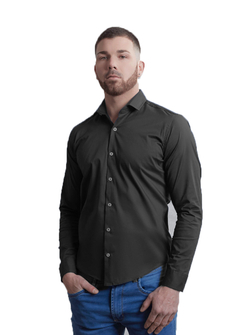 Camisa clásica elastizada negra - comprar online