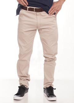 Pantalón gabardina corte chino beige