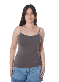 Musculosa bretel de raso gris claro