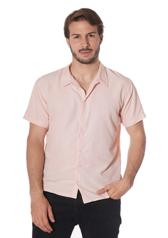 Camisa fibrana lisa rosa - comprar online