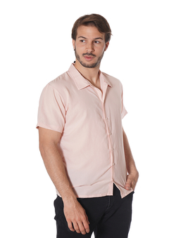Camisa fibrana lisa rosa en internet