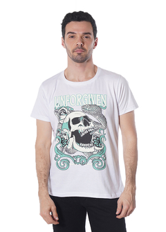 Remera blanca calavera "Unforgiven"