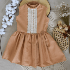 Vestido em linho de algodão modelo Mirelle - Meninas Marias