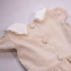 Vestido Alba, em tricoline xadrez bege, 100% algodão, bordado à mão (cópia) (cópia) - loja online