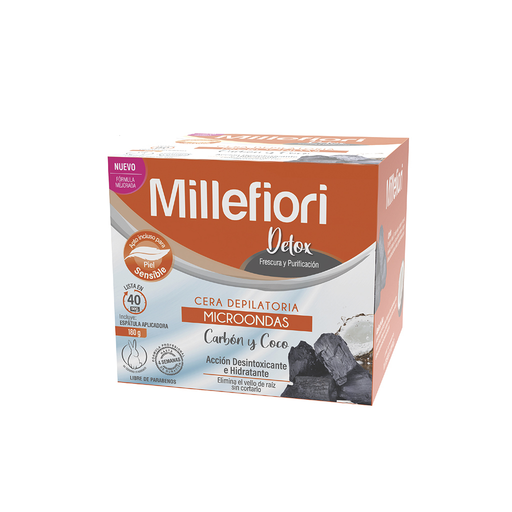 MILLEFIORI DETOX CERA DEPILATORIA MICROONDAS CARBON Y COCO PIEL SENSIBLE X180G