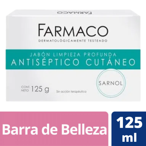 Jabon Sarnol Farmaco Antiséptico Cutáneo x 125 Grs