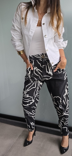 Pantalon de bengalina elastizado tipo slouchy estampado - tienda online