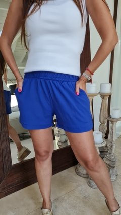 Short de lino con bolsillos y cintura elastizada x talles 4DY13