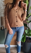 Cardigan trenzado de lana sintetica