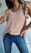 Blusa de cey cuello redondo manga doble volado 4ITG12