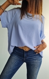 Blusa de Cey con spandex mangas cortas cuello redondo