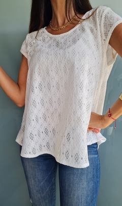 Blusa de broderie rustico con tira para atar en espalda 4itg15 - comprar online