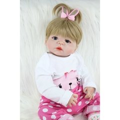 Boneca Bebê Reborn Loira Silicone Macio Pronta Entrega 53cm - loja online