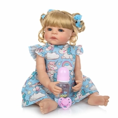 Boneca Bebê Reborn Loira Roupa Unicórnio Corpo Em Silicone Macio na internet