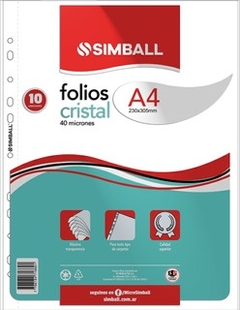 Folios Liggo Simball A4 x 10 40mic Cristal - comprar online