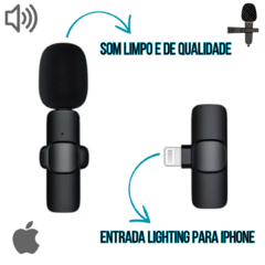 Microfone Lapela Sem Fio Compatível C/ iPhone 11 13 12 XR/4