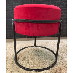 Puff banqueta decorativa luxo de aço e suede Vermelho/10