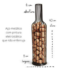 2 Garrafas Porta Rolhas Vinho Espumante Aramada Metal Preto - comprar online