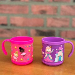 Copo Caneca Infantil Escolar Colorido Com Alça 2 Unidades/11