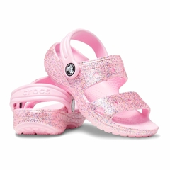 Crocs Sandália Infantil Glitter Sandal Rainbow Rosa