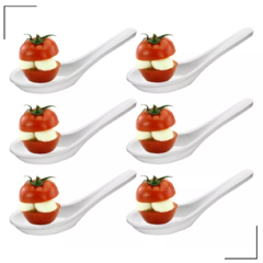 Colher de Cerâmica Branca para Degustação Gourmet Kit 6 Und - comprar online