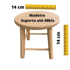 Mini Banquinho de Madeira Redondo Multiuso 14 cm/1