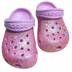 Crocs Infantil com Gliter Arco-íris Menina