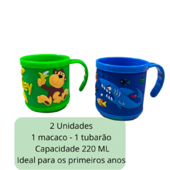 Copo Caneca Infantil Escolar Colorido Com Alça 2 Unidades na internet