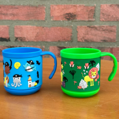 Copo Caneca Infantil Escolar Colorido Com Alça 2 Unidades/16