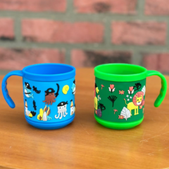 Copo Caneca Infantil Escolar Colorido Com Alça 2 Unidades/14