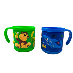 Copo Caneca Infantil Escolar Colorido Com Alça 2 Unidades - comprar online