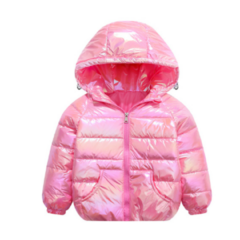 Jaqueta Puffer Holográfica Infantil Rosa Metalizada/1