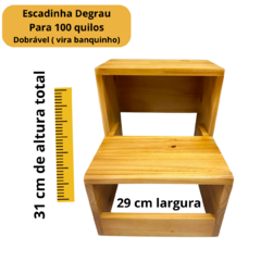 Escadinha 2 Degraus Banquinho De Madeira Montessori Retrátil/3