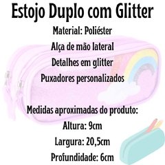 Estojo Infantil Escolar com Glitter Dupla Divisórias/2